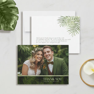 Olive Oasis Palm Leaf Wedding Photo ID1324 Thank You Card