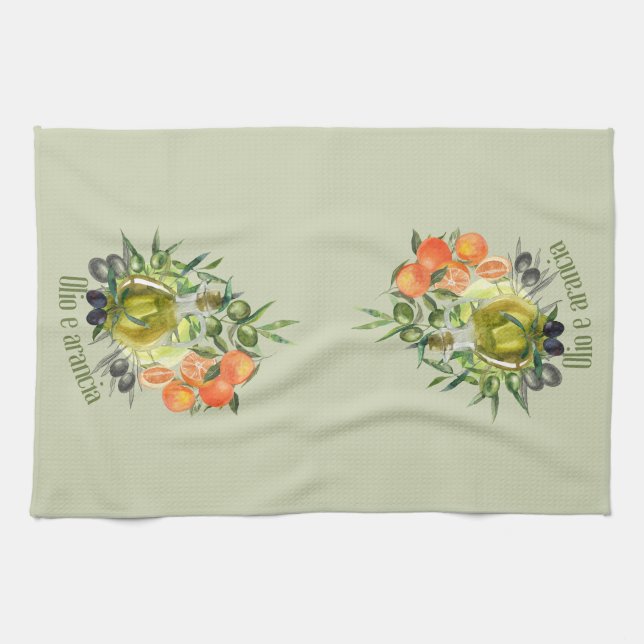 Olive oil and Orange:  Tea Towel (Horizontal)