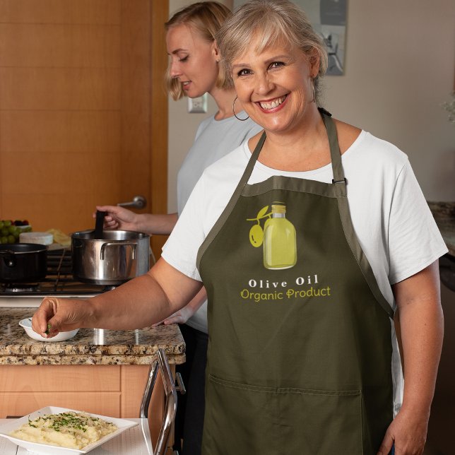 Olive Oil Bottle Branch Cooking Baking Apron (Creator Uploaded)