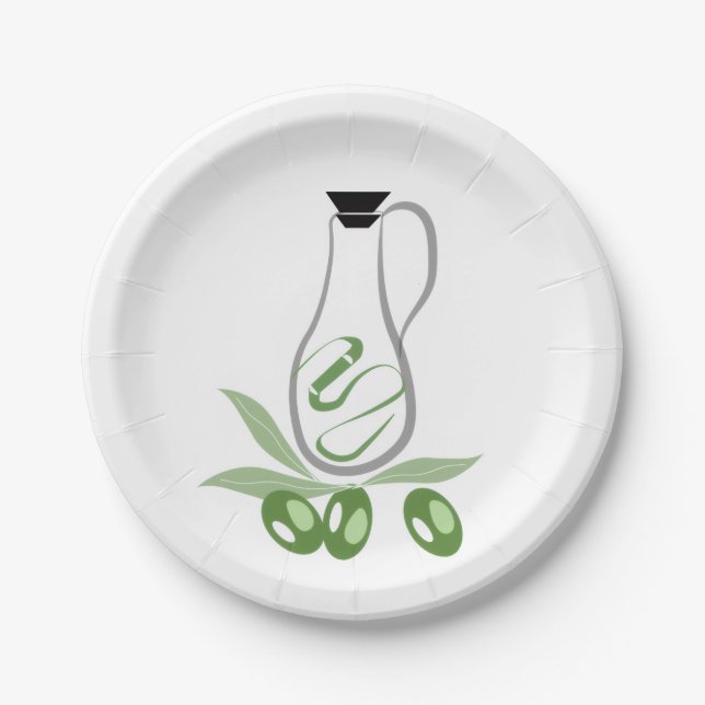 Olive Oil Bottle Paper Plates (Front)