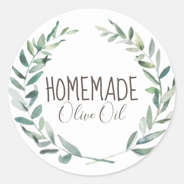 Olive Oil Bottle Rustic Vintage Wreath Craft Label (Front)