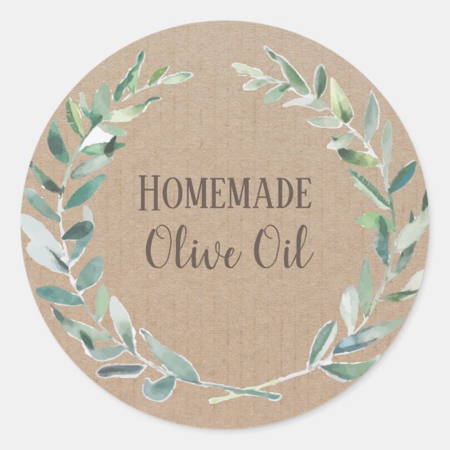 Olive Oil Bottle Rustic Vintage Wreath Craft Label (Front)