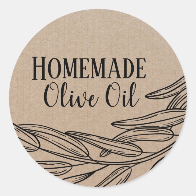 Olive Oil Bottle Rustic Watercolor Wreath Label (Front)