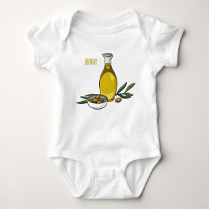 Olive oil cartoon illustration baby bodysuit