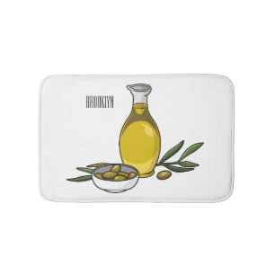 Olive oil cartoon illustration  bath mat