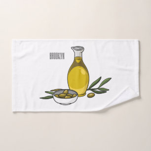Olive oil cartoon illustration bath towel set