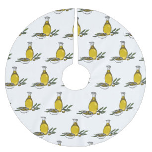 Olive oil cartoon illustration brushed polyester tree skirt