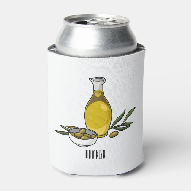 Olive oil cartoon illustration  can cooler (Can Front)