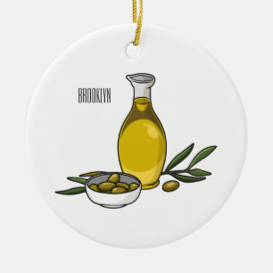 Olive oil cartoon illustration  ceramic ornament