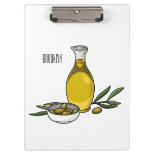 Olive oil cartoon illustration clipboard