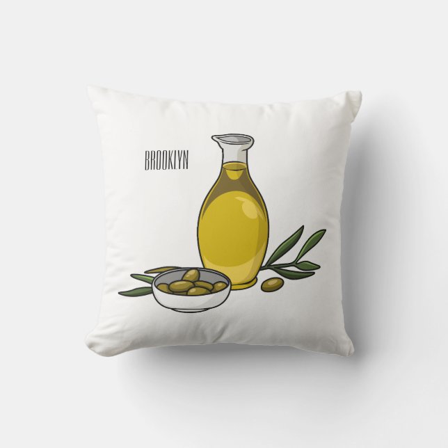 Olive oil cartoon illustration  cushion (Front)