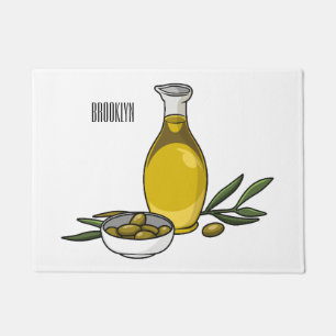 Olive oil cartoon illustration doormat