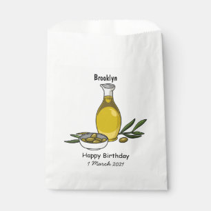 Olive oil cartoon illustration favour bag