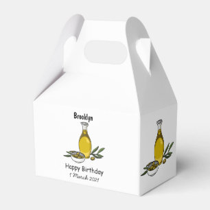 Olive oil cartoon illustration favour box
