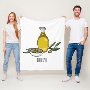 Olive oil cartoon illustration  fleece blanket