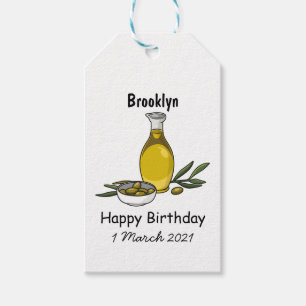 Olive oil cartoon illustration gift tags