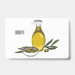 Olive oil cartoon illustration ID badge