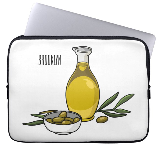 Olive oil cartoon illustration  laptop sleeve (Front)