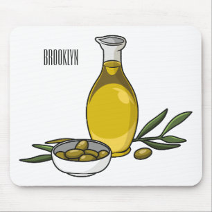 Olive oil cartoon illustration mouse pad