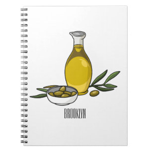 Olive oil cartoon illustration  notebook
