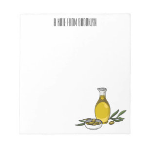 Olive oil cartoon illustration notepad