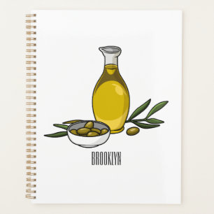 Olive oil cartoon illustration planner