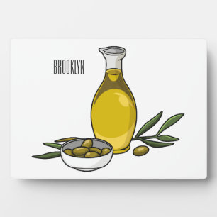Olive oil cartoon illustration plaque