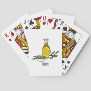 Olive oil cartoon illustration  playing cards