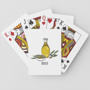 Olive oil cartoon illustration  playing cards
