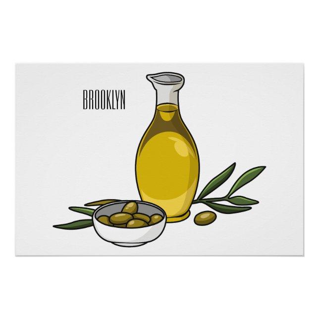 Olive oil cartoon illustration  poster (Front)