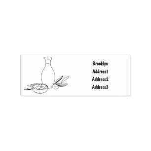 Olive oil cartoon illustration rubber stamp