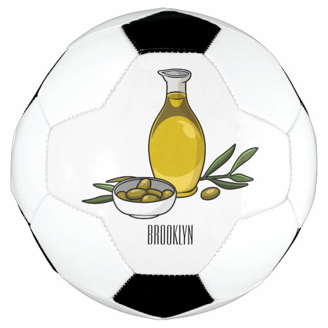 Olive oil cartoon illustration  soccer ball (Front)