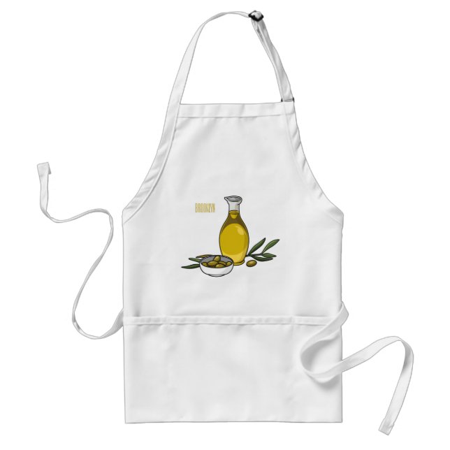 Olive oil cartoon illustration  standard apron (Front)