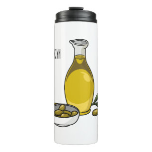Olive oil cartoon illustration  thermal tumbler