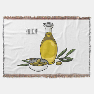 Olive oil cartoon illustration  throw blanket