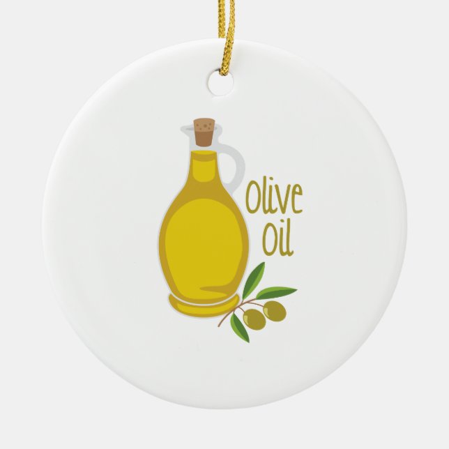 Olive Oil Ceramic Ornament (Front)