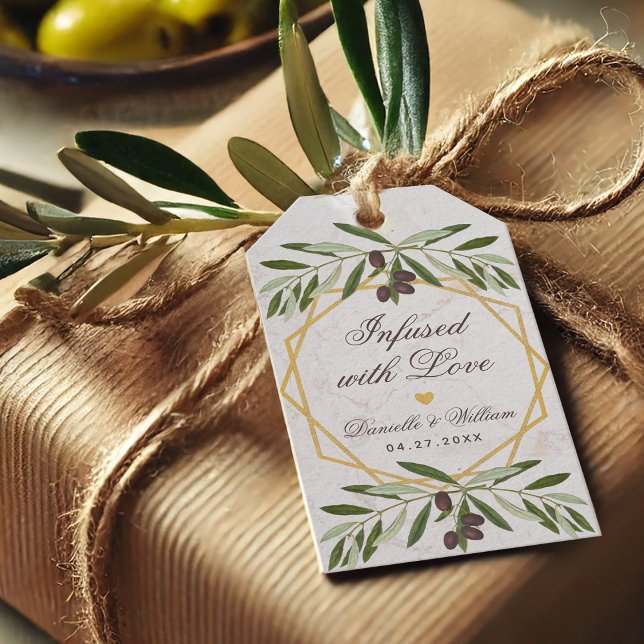 Olive Oil Infused with Love Foliage Wedding Favour Gift Tags (Creator Uploaded)