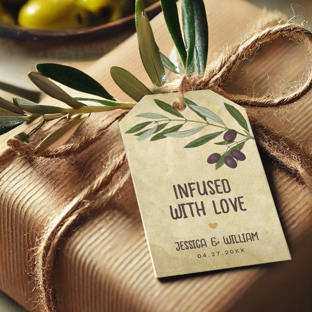 Olive Oil Infused with Love Rustic Wedding Favour  Gift Tags (Creator Uploaded)