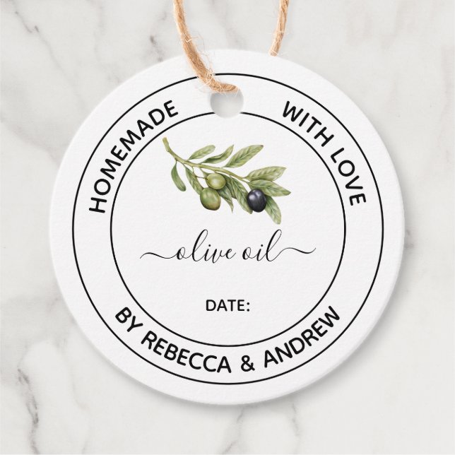 Olive Oil Kraft Colour with Vintage Illustration  Favour Tags (Front)