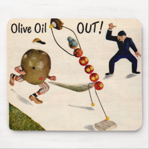 Olive Oil Out olive playing baseball Mouse Pad