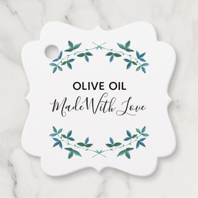 Olive oil sprig homemade food essentials  favour tags (Front)