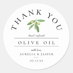 Olive Oil Thank You Favor Classic Round Sticker