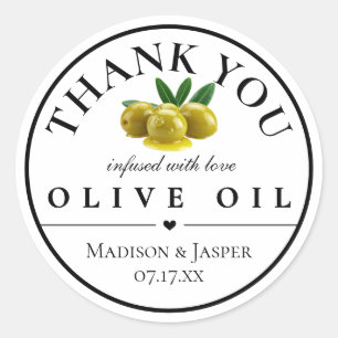 Olive Oil Thank You Favour Classic Round Sticker
