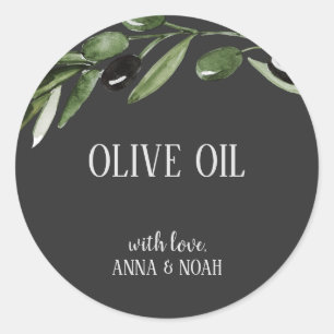 Olive Oil Watercolor Thank You Wedding Favour Classic Round Sticker