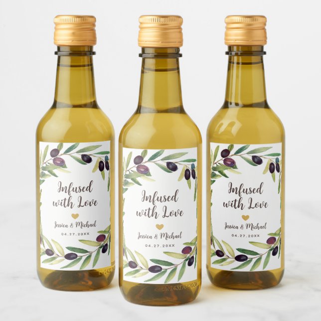 Olive Oil Wedding Favours Infused with Love Foliag Wine Label (Bottles)