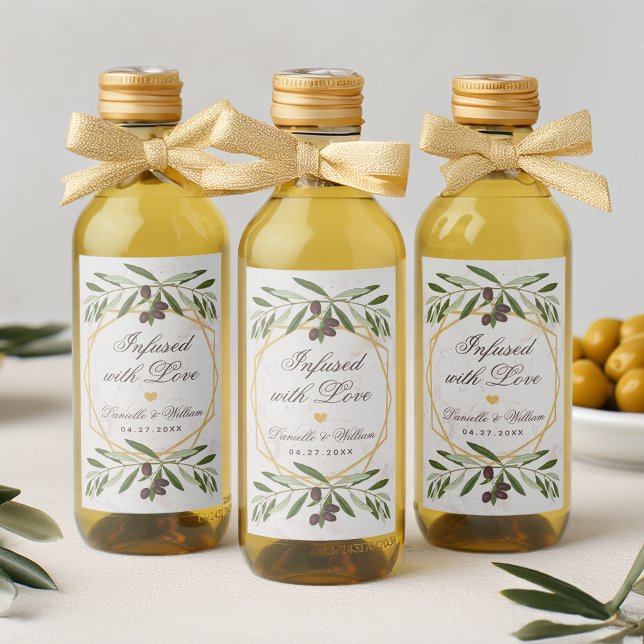 Olive Oil Wedding Favours Infused with Love Foliag Wine Label (Creator Uploaded)