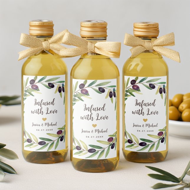 Olive Oil Wedding Favours Infused with Love Foliag Wine Label (Creator Uploaded)