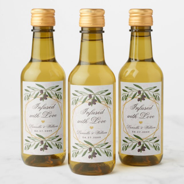 Olive Oil Wedding Favours Infused with Love Foliag Wine Label (Bottles)
