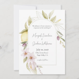 Olive Orchard Botanical Wedding Invitation