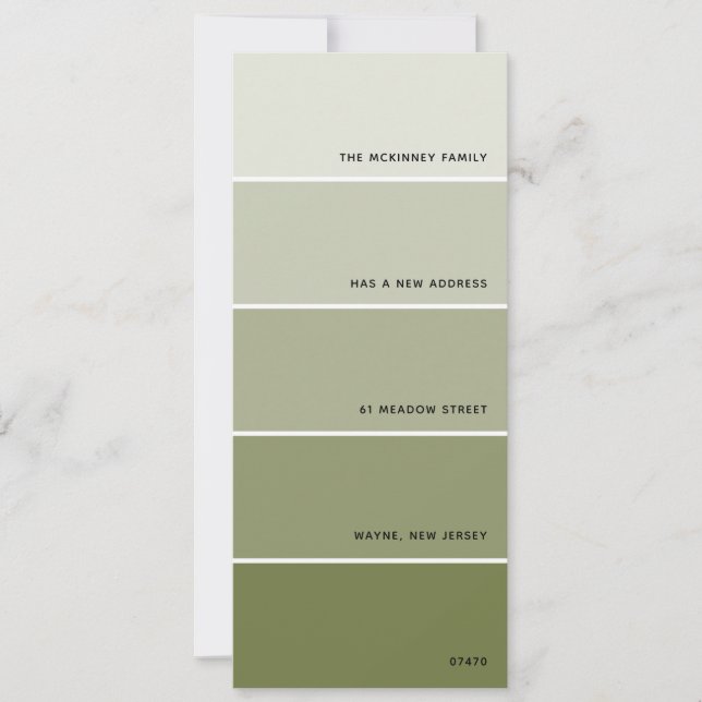 Olive Paint Swatch New Address Announcement (Front)